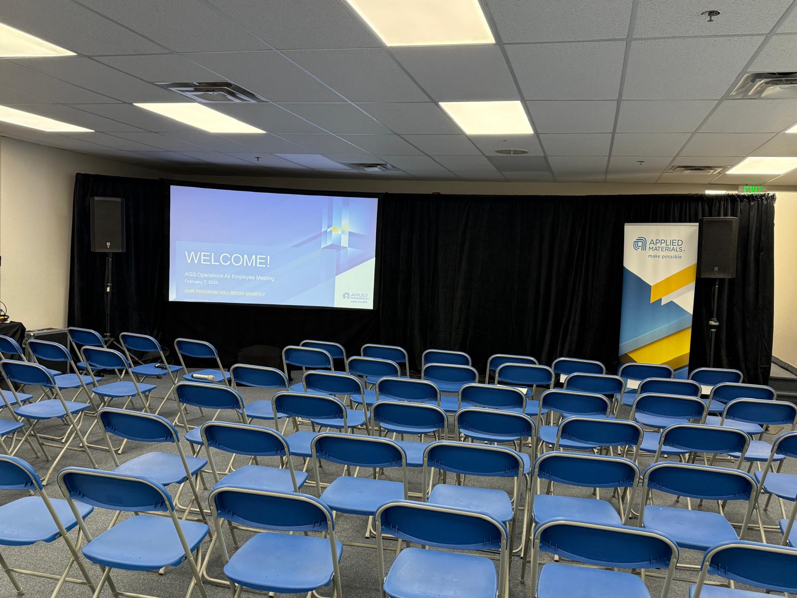 Teams projection screen pipe drape corporate event Tempe Arizona AV Ready AV